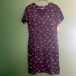 Title Nine Fresh Terry Dress SMALL Sandpiper Black Short Sleeve NEW $99